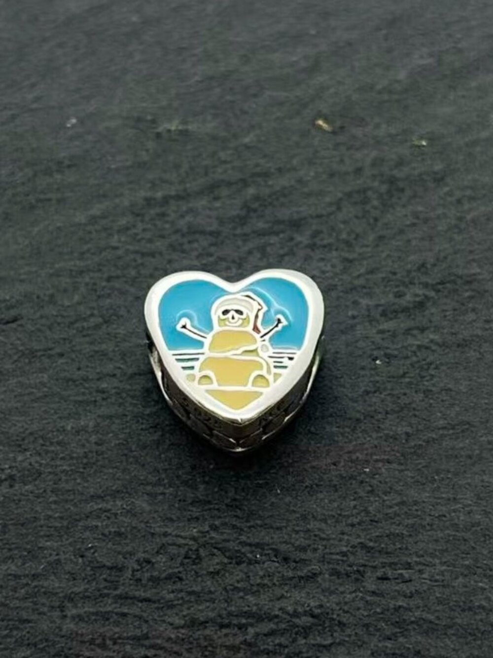 Pandora Florida Christmas Snowman Heart Charm Sterling Silver Jewelry